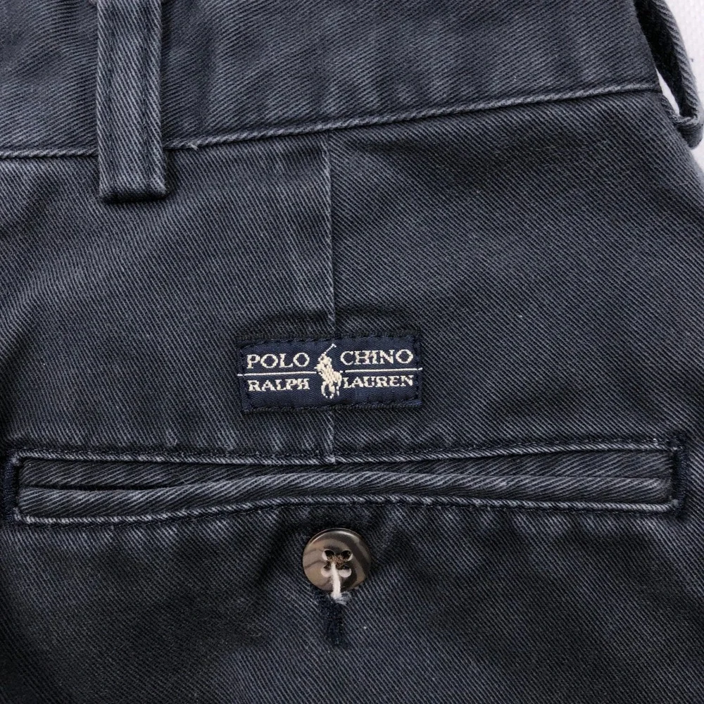 Vtg Polo Ralph Lauren Hammond Pant Mens 34x32 Navy Blue Pleated Cuffed Chinos
